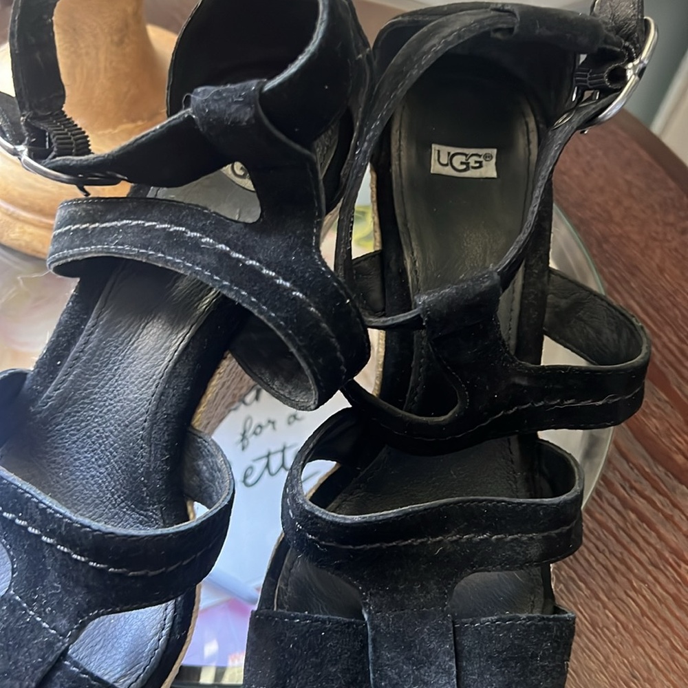 UGG, Lauri Womens Size 9 Wedge Shoes Platform Rope Sandals Style 1000403 Black - Picture 9 of 9